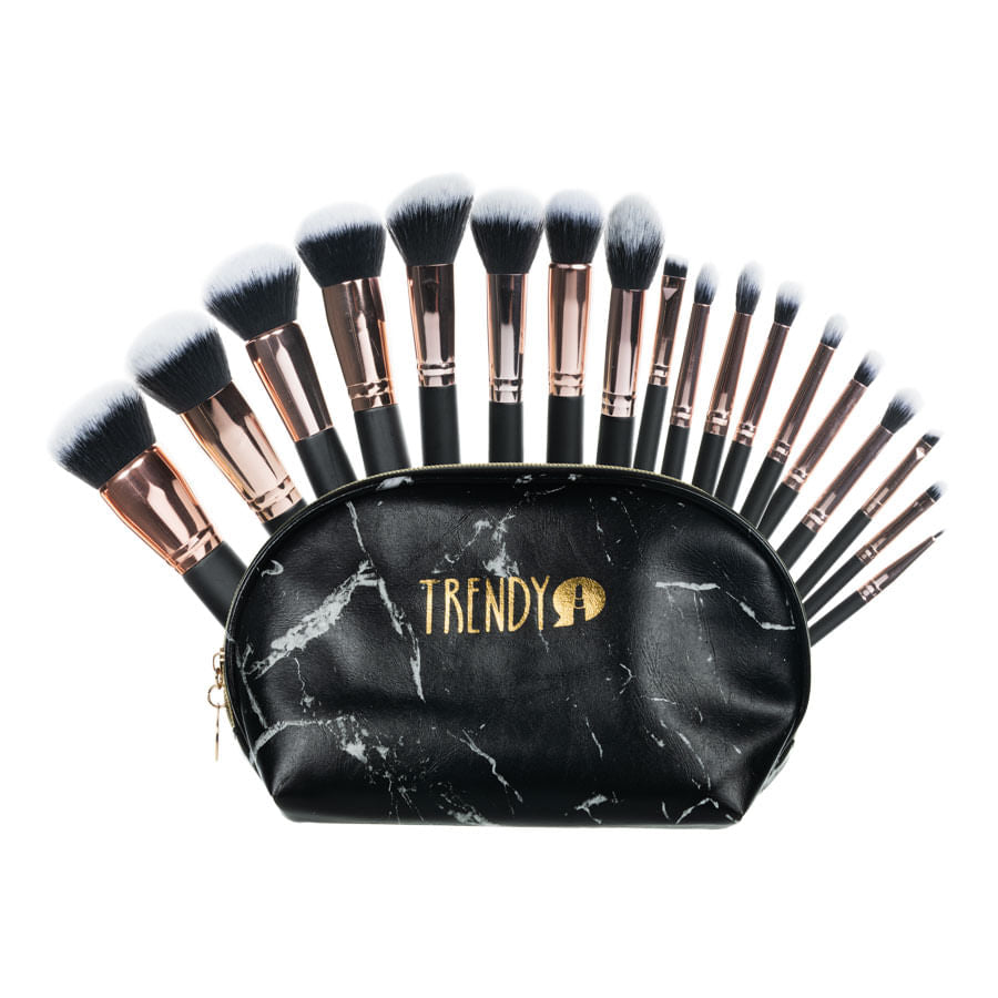 Kit X18 Brochas Marmol Negro Trendy